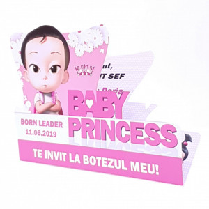 Invitatii Botez Contur Baby Princess 6