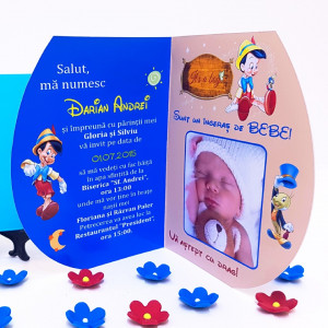 Invitatii Botez Contur Pinocchio