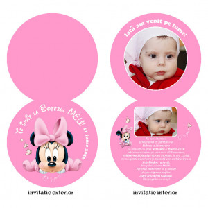 Invitatii Botez Rotunda Dubla Minnie Mouse 2