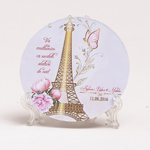 Marturie Nunta Magnet Rotund Paris in Gold