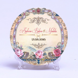 Marturie Nunta Magnet Rotund Victorian Wedding