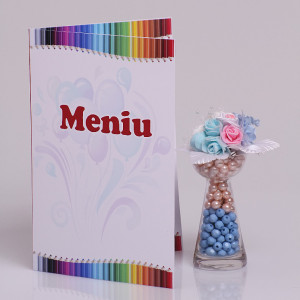 Meniu Botez Simplu Fetite Creioane Colorate