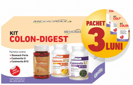 KIT COLON-DIGEST - Pachet 3 luni + GRATUIT la prima comanda cartea Alimentația în afecțiunile stomacului și intestinelor