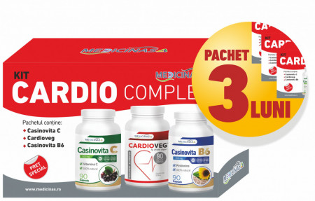 3 x KIT CARDIO COMPLEX - pentru susținerea funcțiilor cardiovasculare, GRATUIT la prima comandă cartea ”Ce mănânci ca să îți salvezi inima”