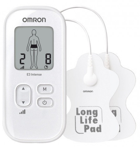 Electrostimulator E3 INTENSE - Aparat pentru terapia durerii, 2 pad-uri LongLife, intensitate reglabila
