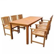 vidaXL Set mobilier exterior, 7 piese, lemn masiv acacia, maro, 200 cm