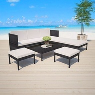 vidaXL Set mobilier de grădină, 15 piese, poliratan, negru