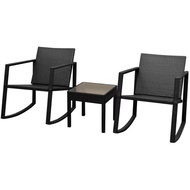 vidaXL Set scaun balansoar cu masă, 3 piese, poliratan, negru