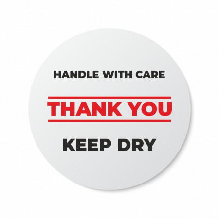 Etichete personalizate HANDLE WITH CARE, 100 buc, PVC, rezistente la apa