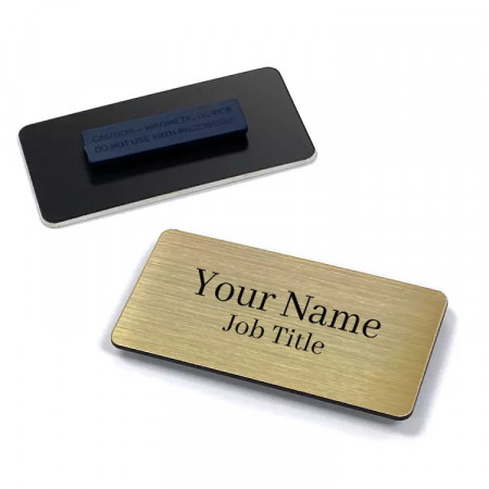 Ecuson personalizat gravat cu nume si/sau logo 7x3cm, auriu