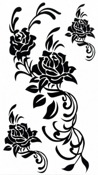 Tatuaj temporar flori-trandafiri-tribali- 17x10cm