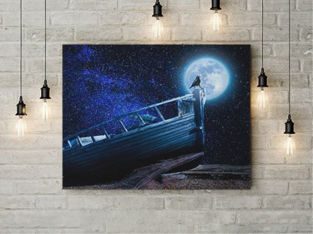 Tablou Canvas Barca Esuata sub Clar de Luna