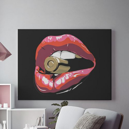 Tablou Canvas Bullet and sexy lips
