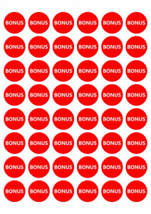 Etichete personalizate cu BONUS, 100 buc, PVC, rezistente la apa