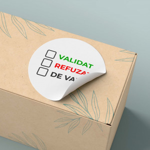 Etichete personalizate VERIFICAT-REFUZAT-DE REVAZUT, 100 buc, PVC, rezistente la apa
