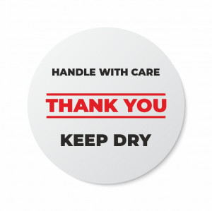 Etichete personalizate HANDLE WITH CARE, 100 buc, PVC, rezistente la apa