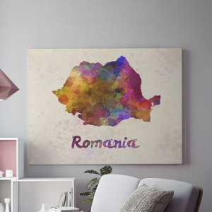 Tablou Canvas Romania acuarela