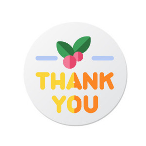 Etichete personalizate THANK, 100 buc, PVC, rezistente la apa