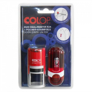 Pachet stampile Colop de birou si buzunar Pocket R24 tusate Duo Deal