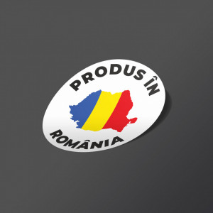 Etichete personalizate Produs in Romania, 100 buc, PVC, rezistente la apa