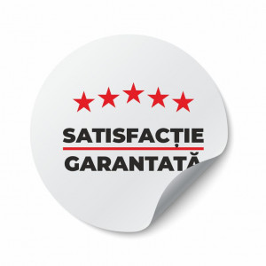 Etichete personalizate SATISFACTIE GARANTATA, 100 buc, PVC, rezistente la apa