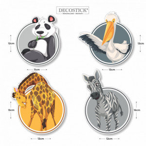 Sticker laptop animale - panda, zebra, girafa, barza