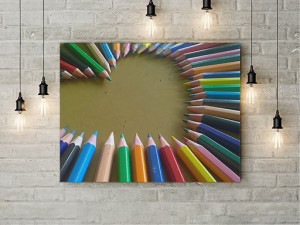 Tablou Canvas Inima din creioane colorate