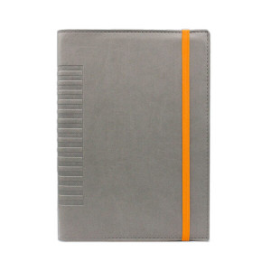 Agendă de lux Cometa Gri cu elastic orange, 15 x 21 cm