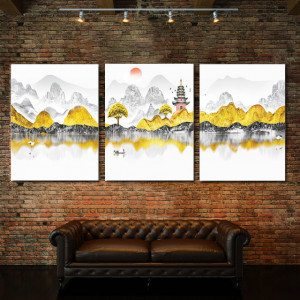 Set tablouri canvas - Golden chinese landscape