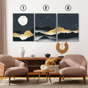 Set tablouri canvas - Nights in gold and grey
