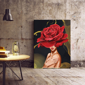 Set tablouri canvas - Rose Lady gold background