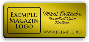 Ecuson personalizat gravat cu nume si/sau logo 7x3cm, auriu