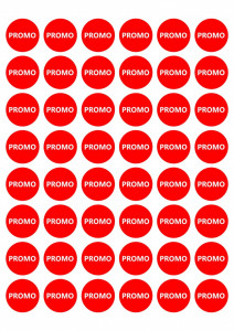 Etichete personalizate cu PROMO, 100 buc, PVC, rezistente la apa