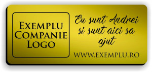 Ecuson personalizat gravat cu nume si/sau logo 7x3cm, auriu