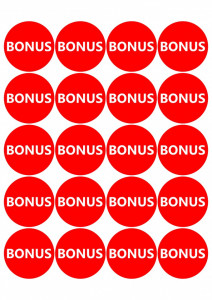 Etichete personalizate cu BONUS, 100 buc, PVC, rezistente la apa