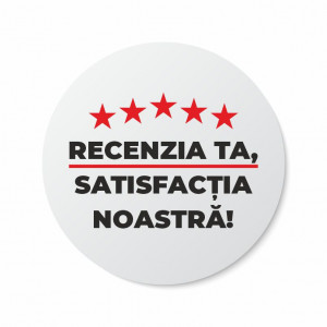 Etichete personalizate RECENZIA TA, 100 buc, PVC, rezistente la apa