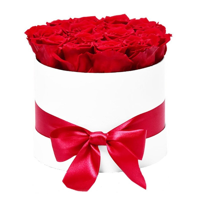 Aranjament floral Trandafiri parfumati de sapun, in cutie alba Luxury M (Culoare: Alb)