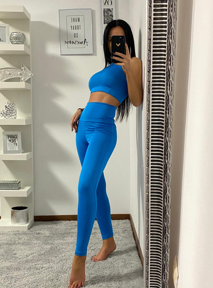 Compleu Fitness Vanesa din doua piese bleu (Selecteaza Marime: Universala)