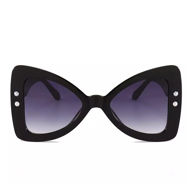 Ochelari de soare Super Cat Eye cu aplicatii argintii (Culoare: Negru)