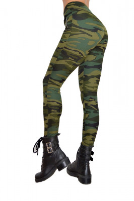 Colanti Army kaki, croiala skinny, imprimeu de camuflaj captusiti