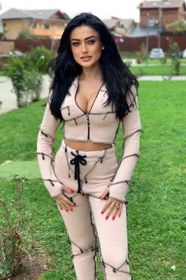 Compleu Cecilia vatuit - pantaloni si bluza hanorac - Crem