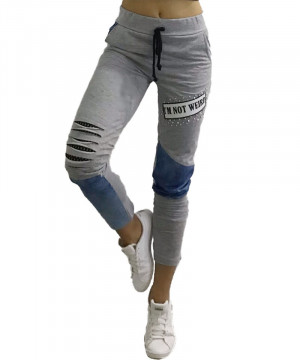 Pantaloni de dama Sport, street gri accesorizati