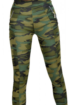 Colanti Army kaki, croiala skinny, imprimeu de camuflaj captusiti