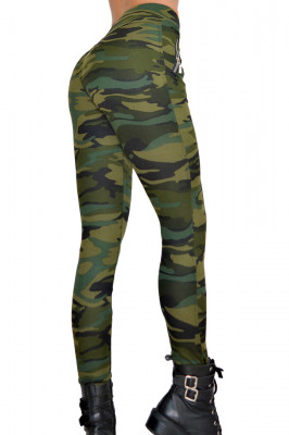 Colanti Army kaki, croiala skinny, imprimeu de camuflaj captusiti