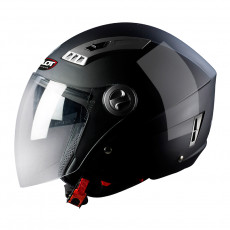 PILOT - Casca Open-face KIRON 3 (cu ochelari soare) - negru lucios, S