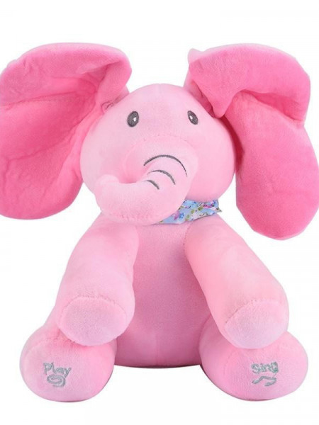 Elefantel CUCU BAU, muzical, ce misca urechile,roz