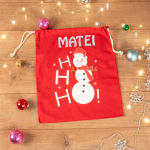Saculet personalizat brodat "Ho ho ho"