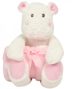 Hipopotam cu paturica personalizata brodata "Hippo girl"