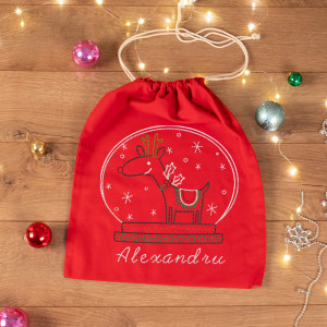 Saculet personalizat brodat "Rudolf"