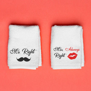 Prosoape personalizate brodate cuplu "Mrs&Mr"